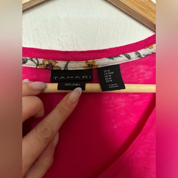 TAHARI Linen T-Shirt - Picture 2 of 4